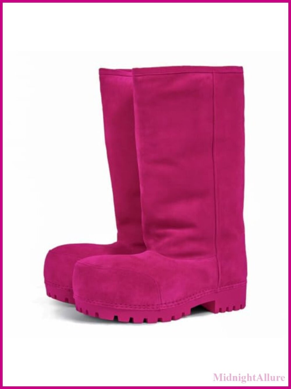 Suede Platform Faux Fur Winter Snow Boots Round Toe Chunky High